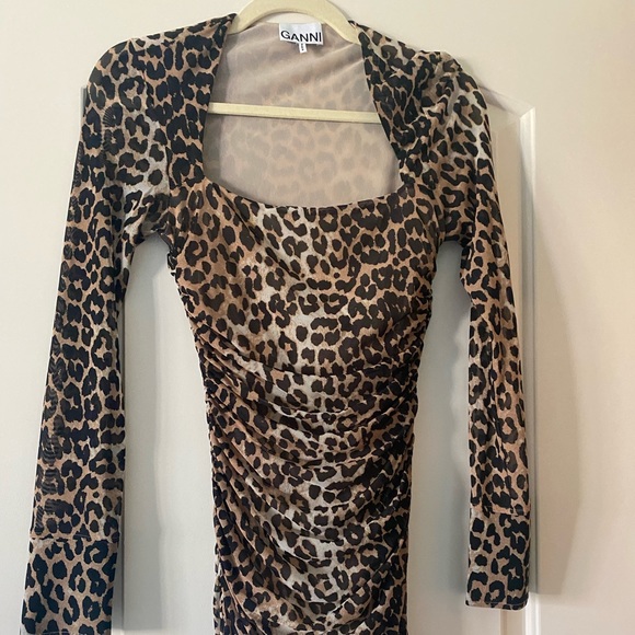 GANNI leopard long sleeve dress - Picture 1 of 2